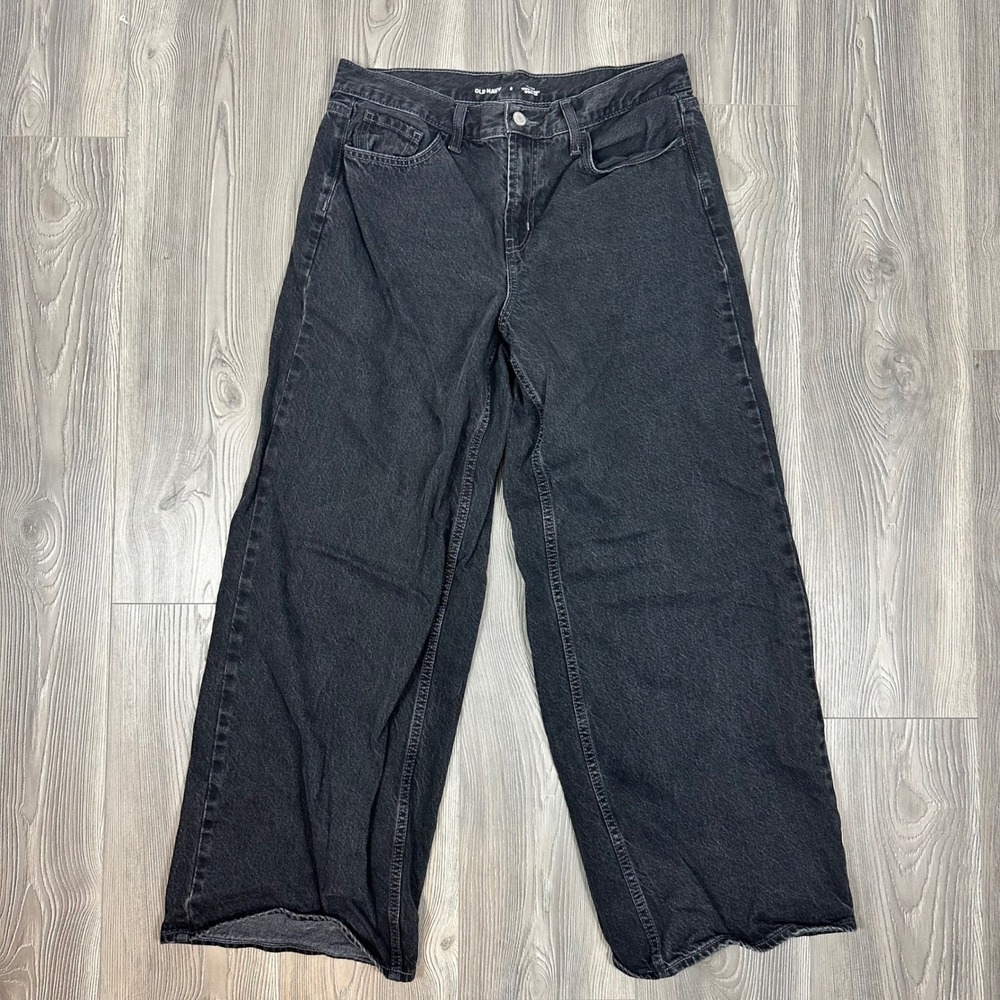 Old Navy Black WOW Baggy Wide Leg Mid Rise Jeans - SIZE 8 Casual Denim